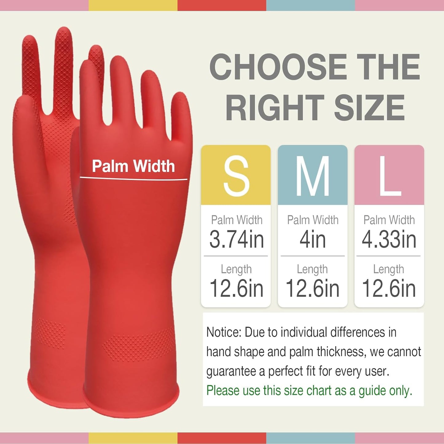 Cleaning Gloves Dishwashing Gloves - 5 Pairs Kitchen Dish Gloves Colorful Rubber Reusable for Household Washing Dishes Cleaning Gardening, Non-Slip for Women Men Small