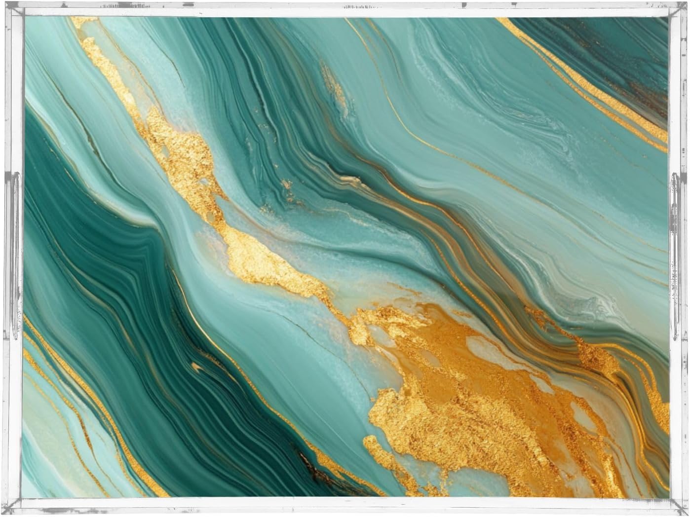 Acrylic Serving Tray with Handles Spill Proof Kitchen Storage Tray Clear Decorative Tray Makeup Drawer Organizer Storage Tray for Bathroom Living Room Ottoman 15.7x11.8Inches