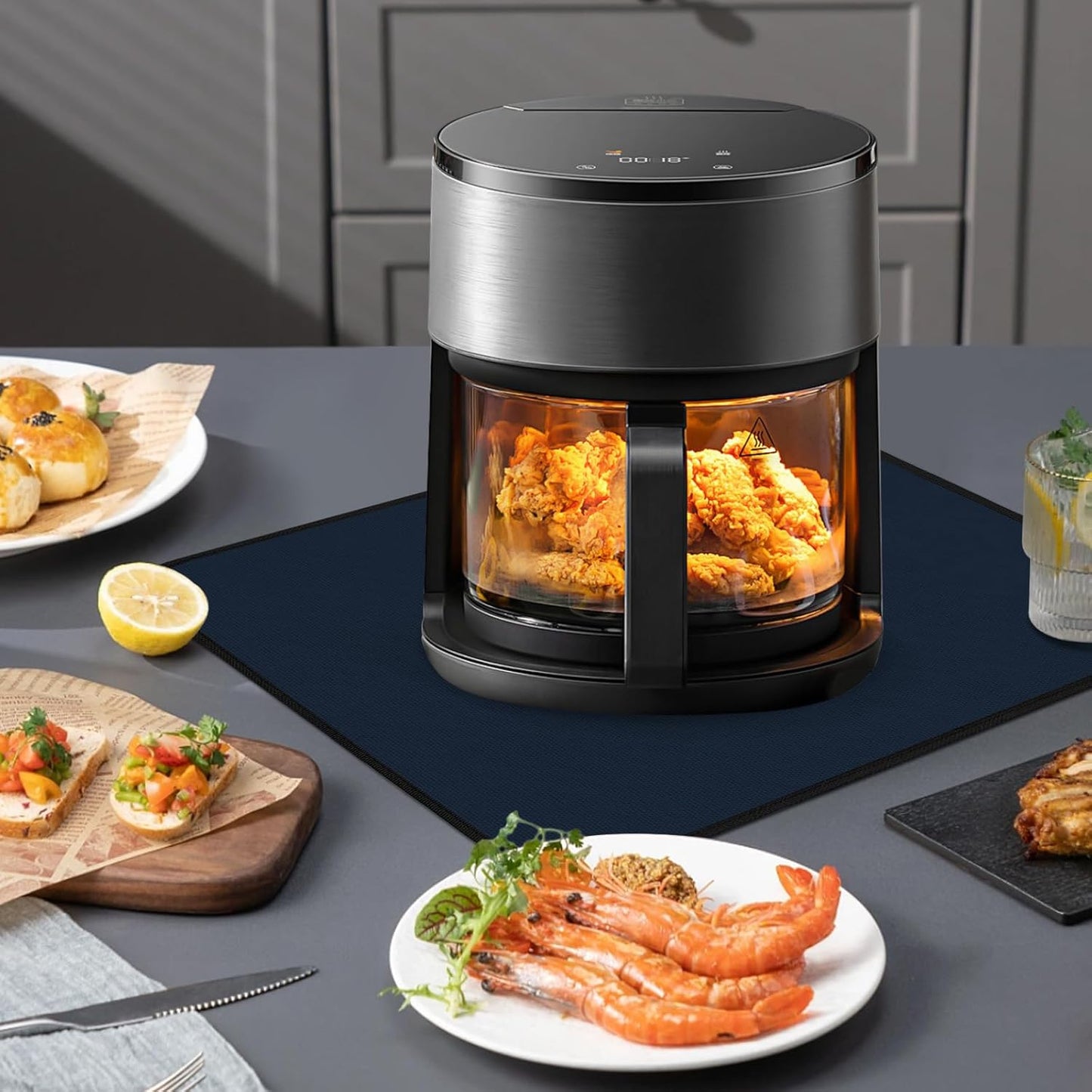 Heat Resistant Mats for Countertop - Fireproof 15x18 in Heat Resistant Mats for Air Fryer - Kitchen Countertop Protector for Air Fryer, Coffee Maker, Stand Mixer, Toaster, Oven 2PCS - Blue