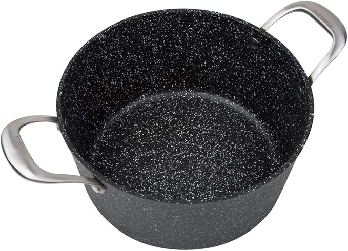 MasterPan 5QT Ultra Non-Stick Cast Aluminum Stock Pot with Glass Lid, 5 Quart, Granite Series