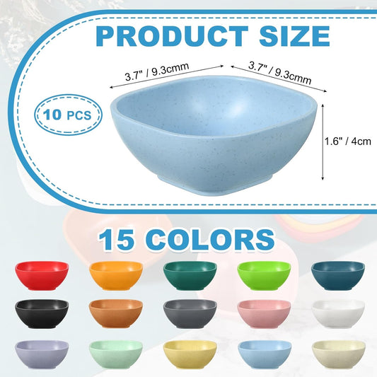 uxcell 10pcs Straw Dipping Bowls, Unbreakable Prep Bowls, Small Dessert Bowls for Side Dishes Snacks Fruits Appetizers, Blue