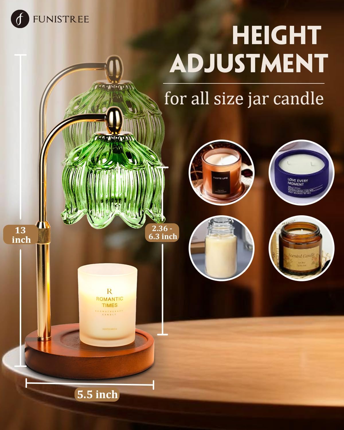 Candle Warmer Lamp with Timer Dimmable, Adjustable Height, Birthday Gifts for Women Mom, House Warming Gifts New Home Room Decor, Christmas Gifts,Wax Warmer Lamp for Jar Candles with 2 Bulbs