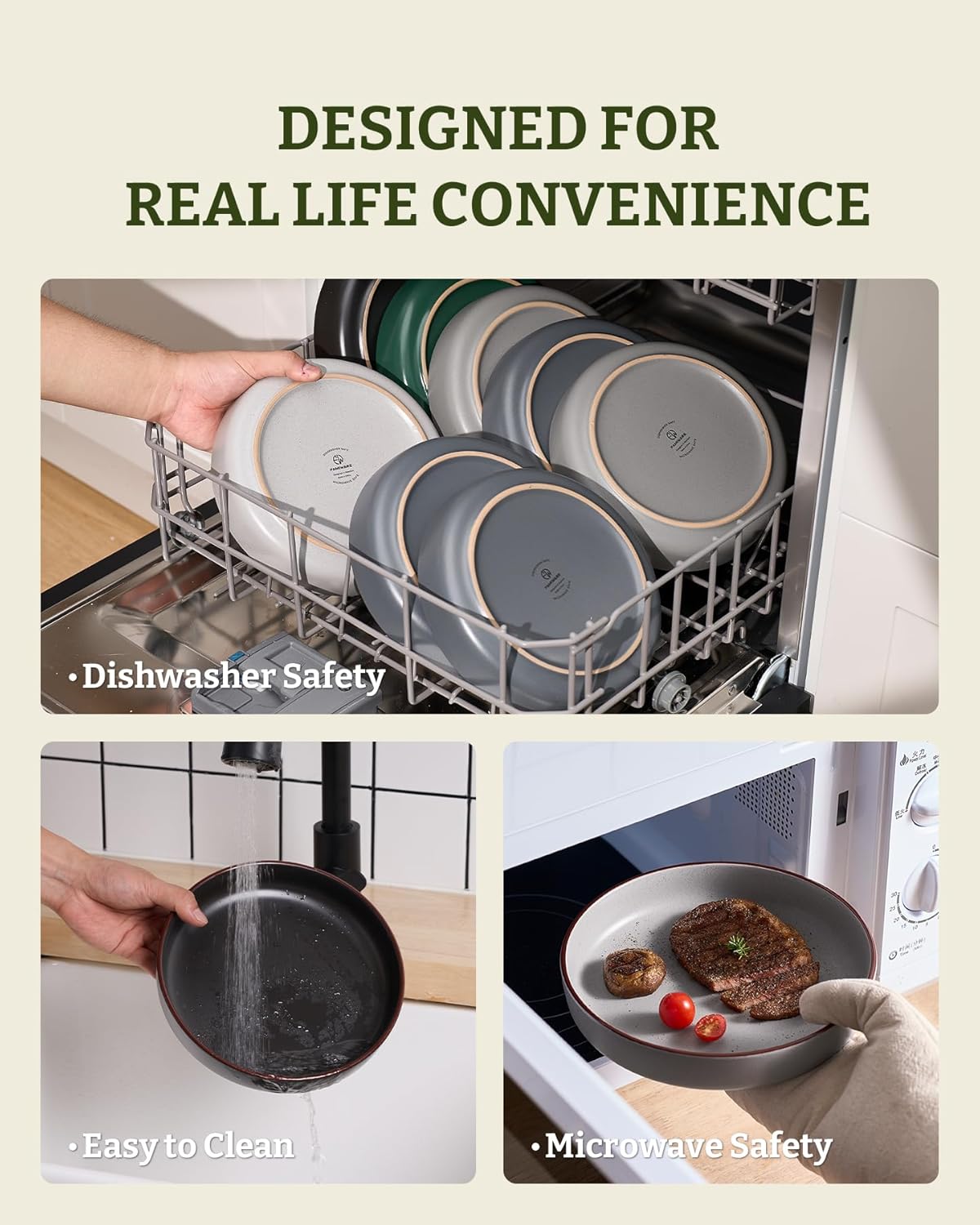 famiware Mercury Pasta Bowls Set of 8, 33 oz Large Salad Bowls, Ceramic Pasta Plates Bowls, Serving Bowls for Kitchen, Microwave & Dishwasher Safe, Multi-color