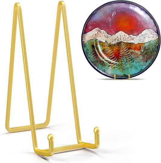 Plate Stands for Display 12 Inch Heavy Duty - Metal Picture Frame Easel Stands for Large Plates, Books, Platters, Plaques, Decor (Gold 2 Pack)