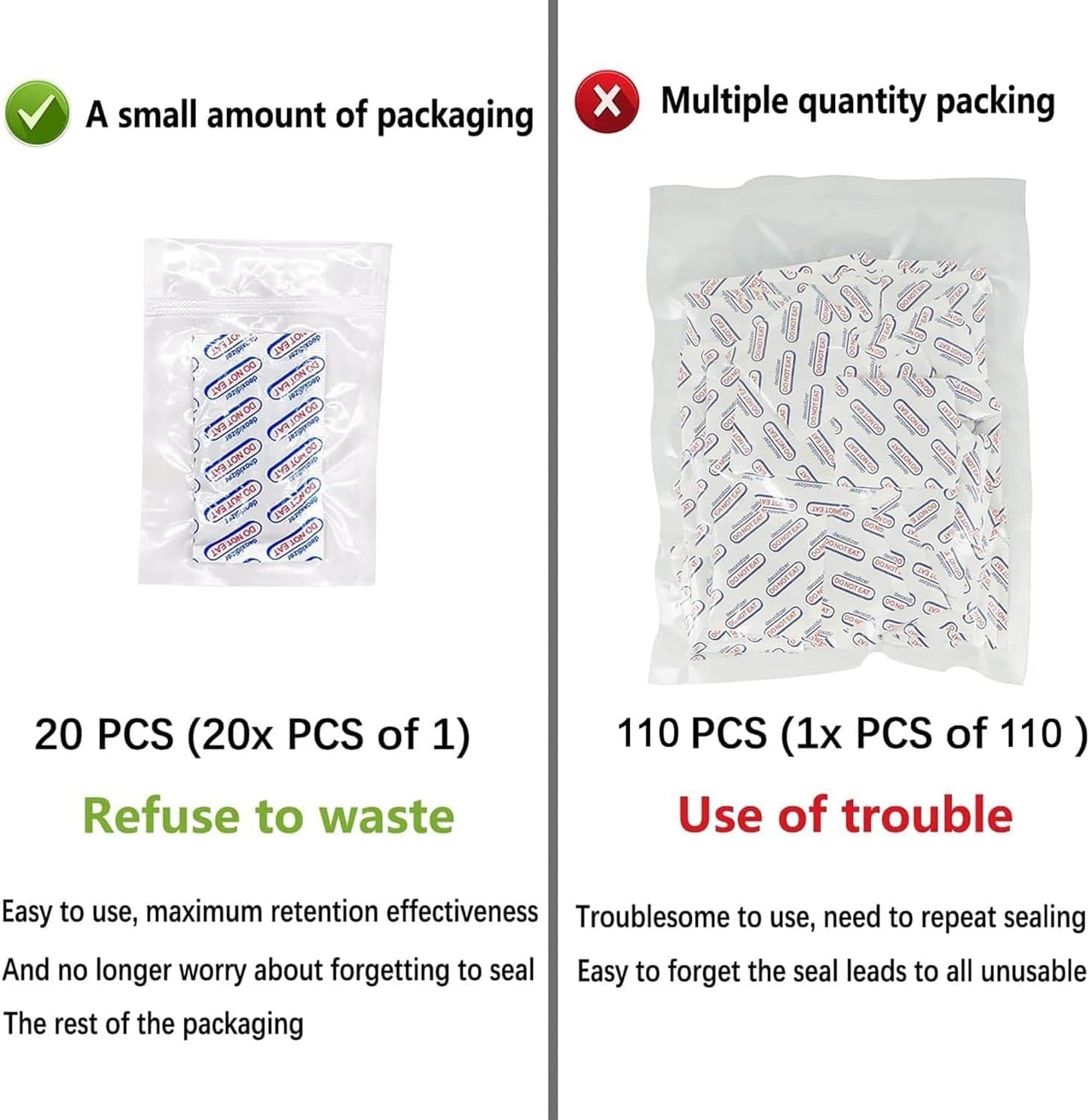2000cc oxygen absorbers for food storage (20 Pack in individual Vacuum Bag), food grade oxygen absorbers packets for Home Made Jerky and Long Term Food freshness