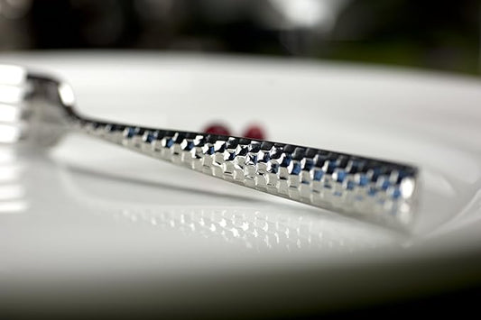 Fortessa Lucca Faceted 18/10 Stainless Steel Flatware Serving Spoon, 9-Inch