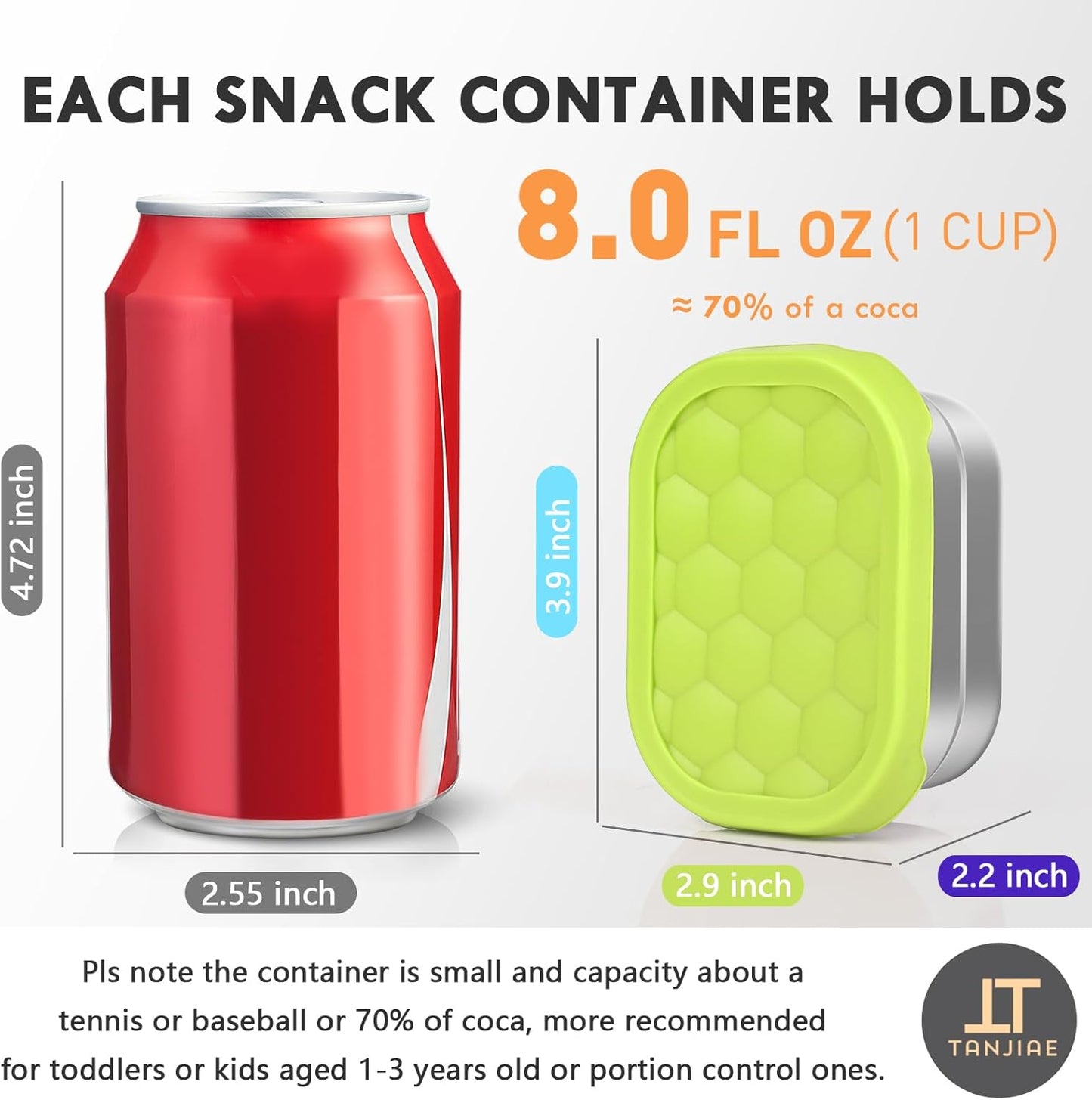 4Pack 8oz Small (1 CUP) Stainless Steel Snack Containers for Kids | Reusable Easy Open Toddler Snack Containers with Silicone Lids | Stackable Toddler Lunch Box for Daycare, School and Travel