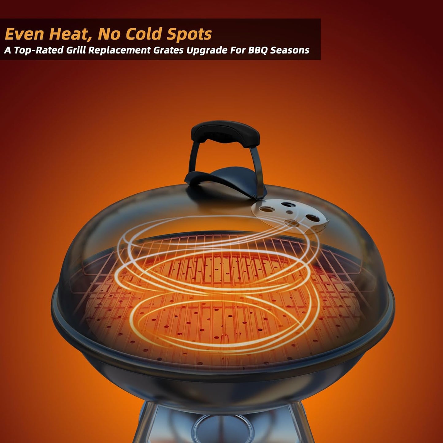 Grill Grate Replacement 22" Stainless Steel for Beginners - BBQ Grill Grate Compatible with Weber Kettle 22" Charcoal Grills & Similar Grills, No-Fire Monitoring Grill Accessory