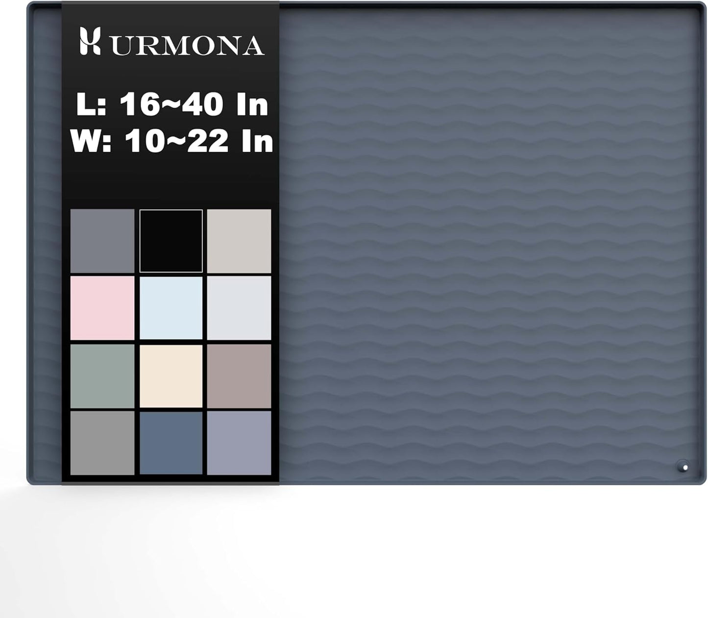 URMONA 34'' x 22'' Waterproof Silicone Under Sink Mat Cabinet and Counter Protector, Shelf Liner for Kitchen and Bathroom, Storage and Organizers, Litter Mat, Pet Cat Puppy Essentials（Charcoal）