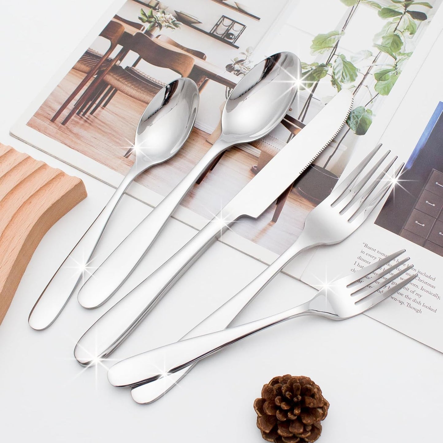 Silverware Set for 8, CITESANA 40-Piece Heavy Duty Mirror Polished Stainless Steel Flatware Set Cutlery Set Flatware Service for Home Kitchen