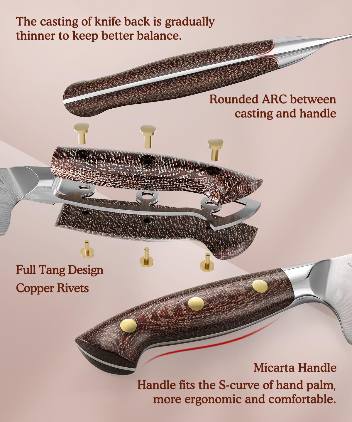 HEZHEN Carving Knife, 67 Layers Damascus Steel BBQ Slicing, 8.3 Inches, Professional Brisket Slicing Meat Knife, Ergonomic Micarta Handle, Gift Packing