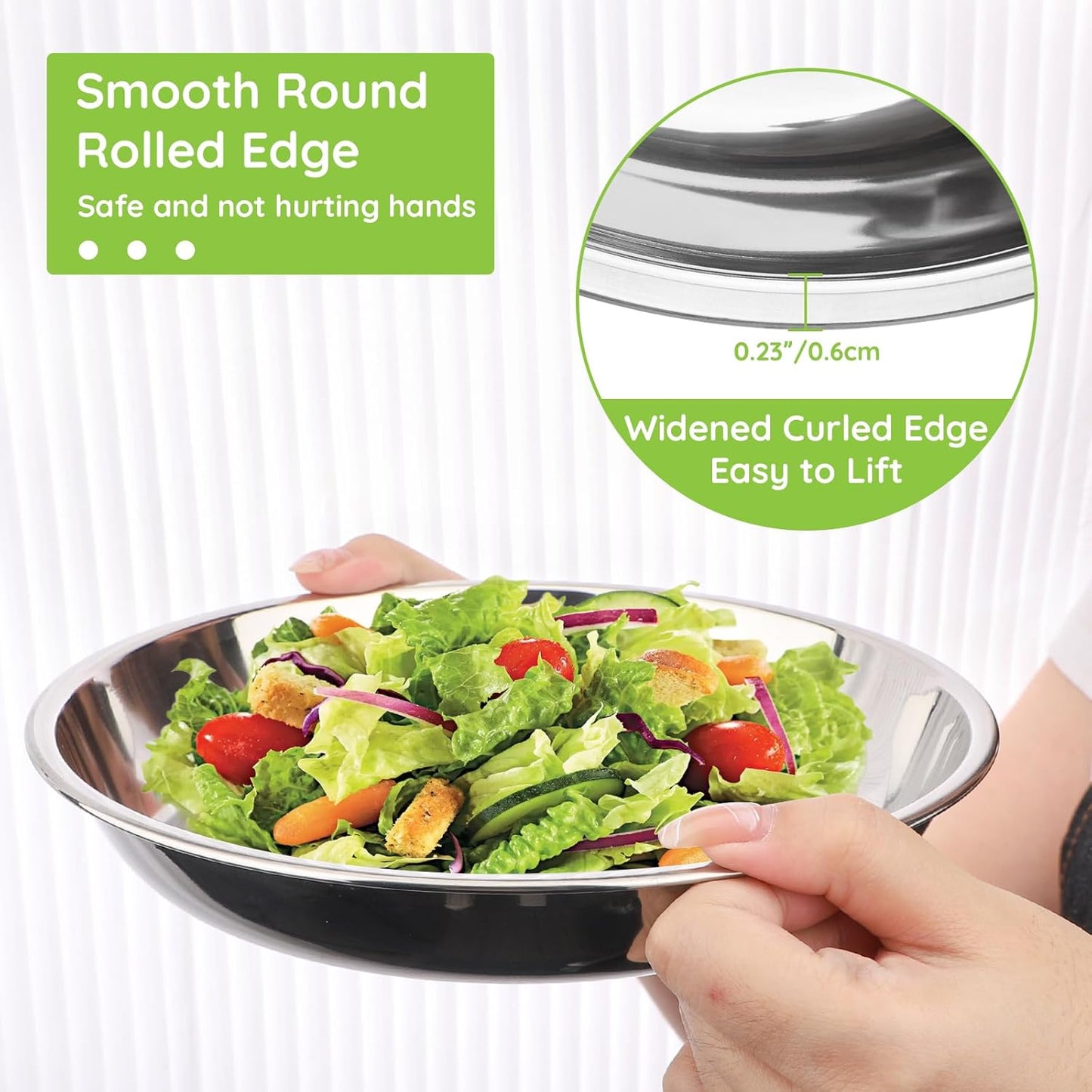 4 Patterned Deep Stainless Steel Plates, 7.8 inch 201 Metal Camping Plate, Reusable Food Serving Dish Snack Eating Dishes Round Shatterproof Silver BBQ Dinner Dinnerware Oven Dishwasher Safe