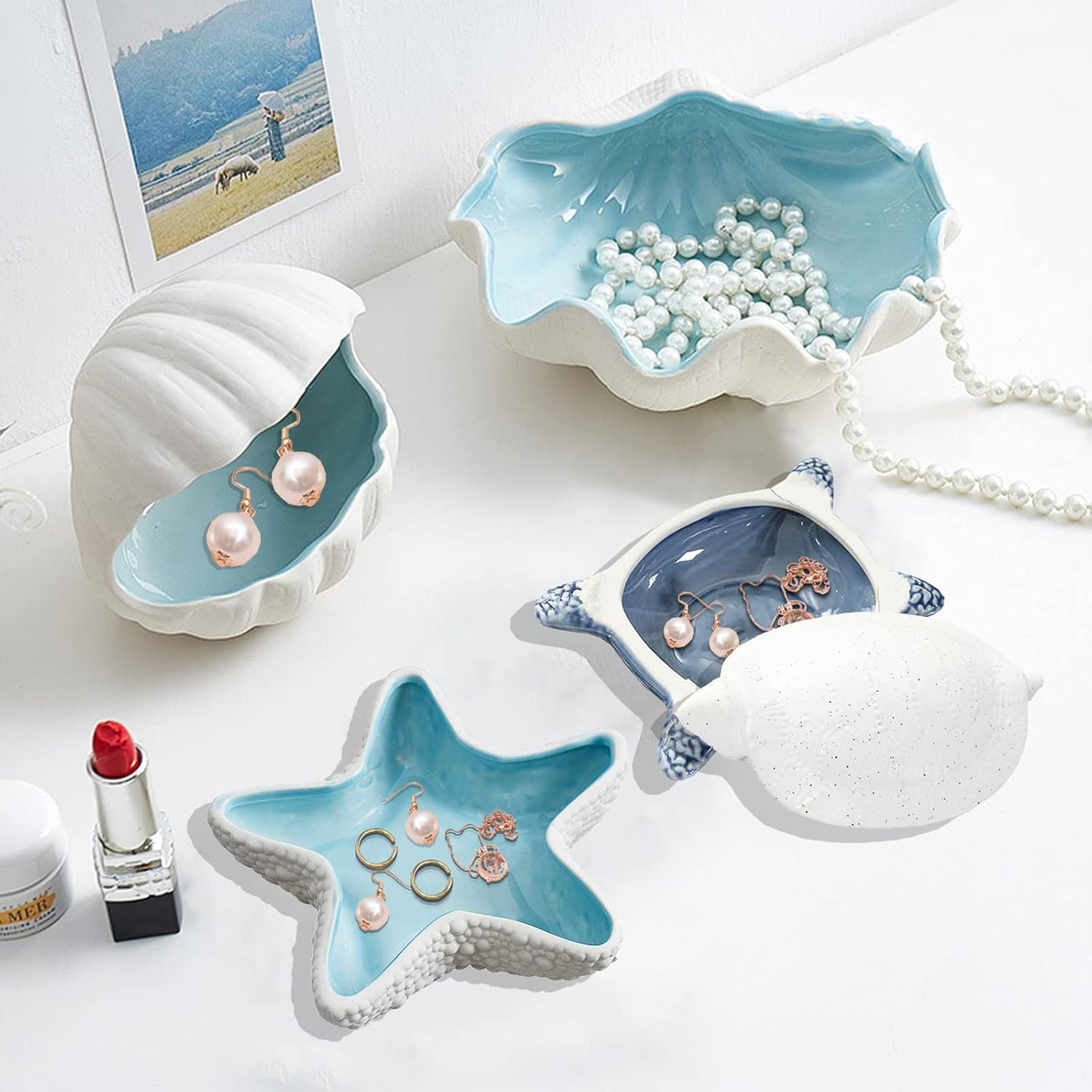 Turtle Jewelry Tray, Ceramic Ring Holder for Jewelry, Candy Dishes Trinket Tray, Jewelry Tray Jewelry Plate Small Key Bowl for Entryway Table Birthday Home Party Decor (L STYLE)