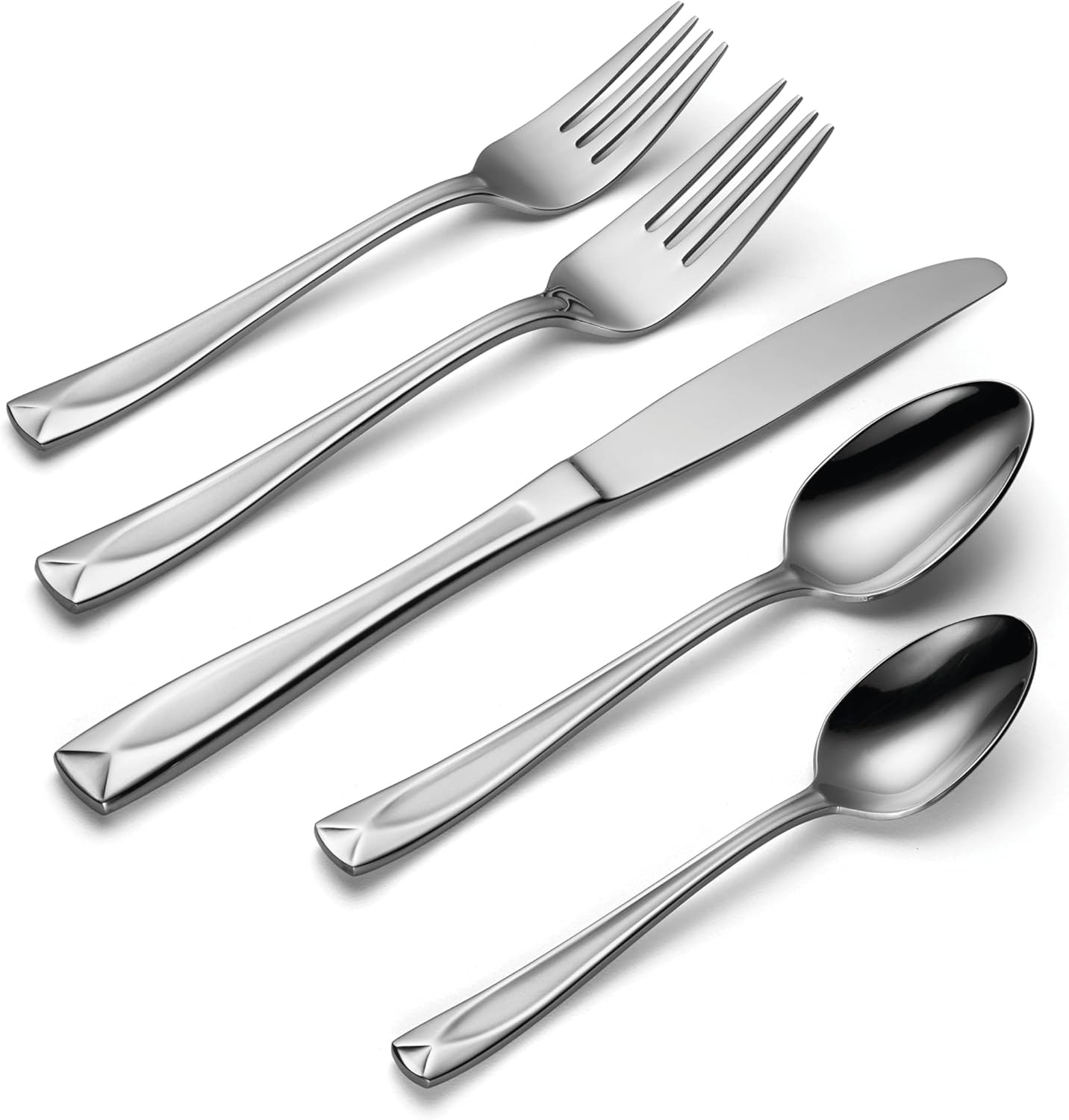 Oneida Satin Lincoln 45 Piece Everyday Flatware Set, Service for 8, 18/0 Stainless Steel, Silverware Set, Dishwasher Safe