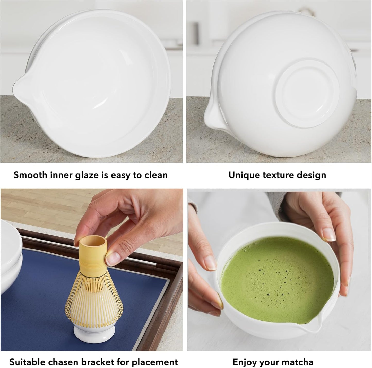 7 Pcs Matcha Whisk Set, Perfect Matcha Kit for Matcha Lovers Includes Ceramic Bowl, Bamboo Whisk, Holder, Scoop, Sifter & Cloth