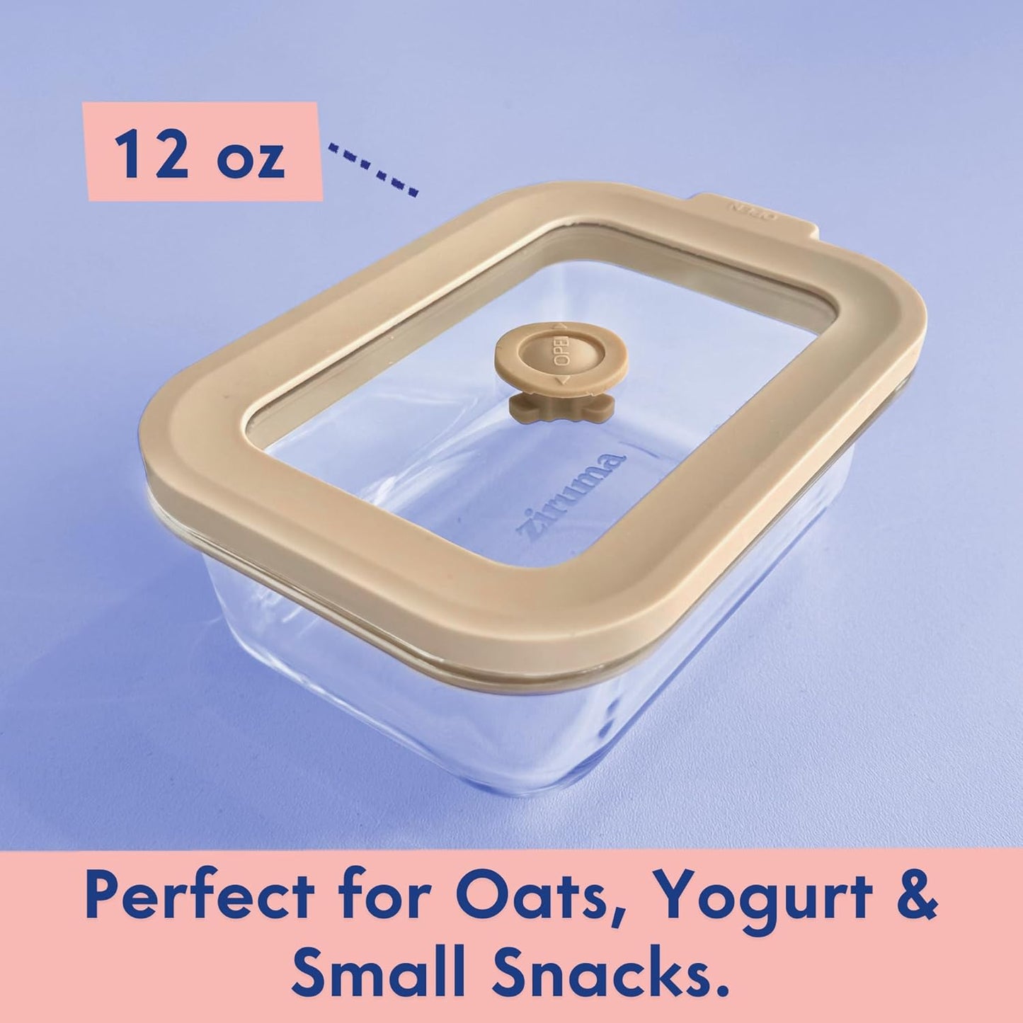 Ziruma Non-Toxic 1.5 cup Glass Food Storage Containers with Lids - Overnight Oats, Plastic Free Meal Prep, Reusable, Airtight, Microwave and Freezer Safe, 4 Pack