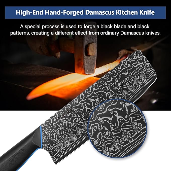 7 inch Nakiri Knife, Sharp Kitchen Knife Professional Asian Chef Knife in 67-Layer Japanese Damascus Steel, Multipurpose Meat Cleaver Vegetable Knife with G10 Handle