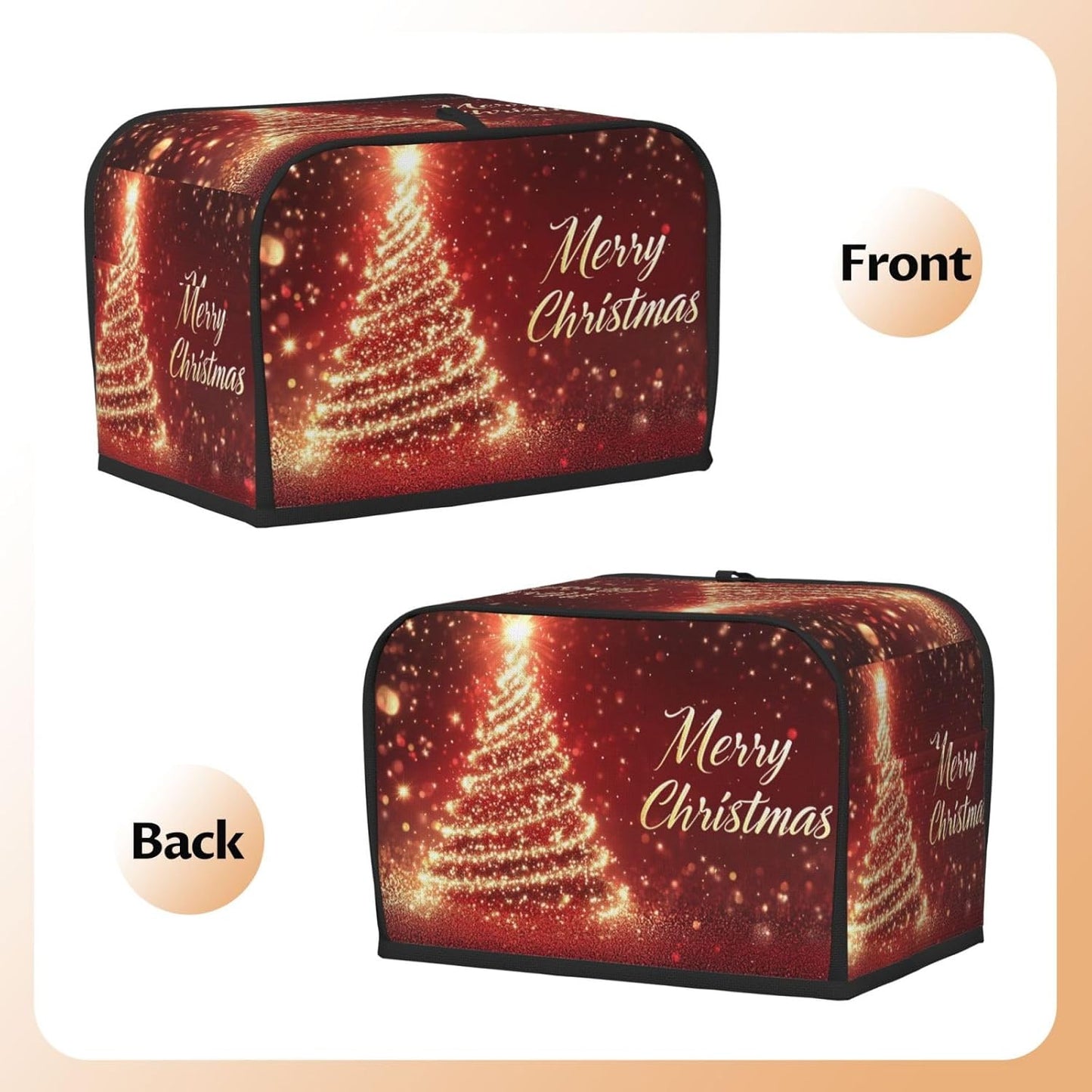 Toaster Cover 2 Slice Christmas Tree Xmas Red Kitchen Small Appliance Covers with Pockets Dust and Fingerprint Protection
