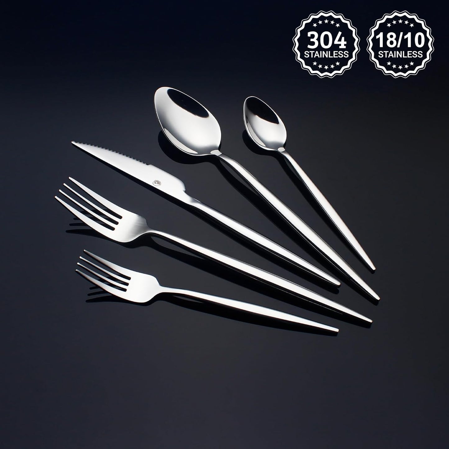 20 Piece Luxury Silverware Set for 4 Mirror-Polished 18/10 Stainless Steel Heavy Flatware Set Modern Cutlery Set Knife/Fork/Spoon Utensil Dishwasher Safe with Gifts