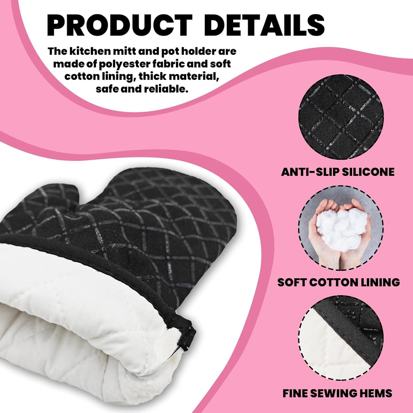 Retro Housewife Oven Mitts and Pot Holders（Set of 2） I'm Baked Too Heat Resistant Baking Mitts Silicone Non-Slip Oven Mitts Kitchen Chef Gift Funny Birthday Gift for Women Hostess Mom Friend