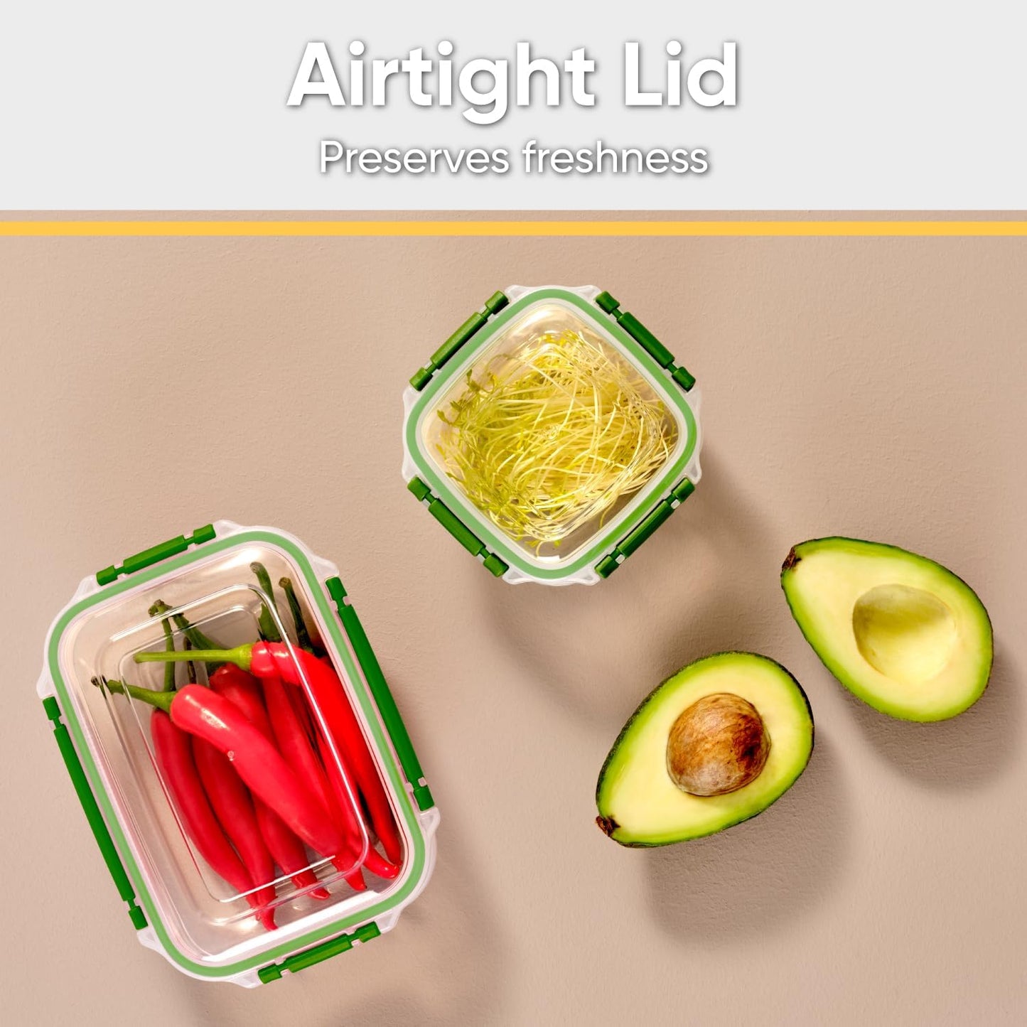 Superio Plastic Food Storage Container with Airtight Lid- 27 Oz, BPA Free, Leakproof, Stackable, Microwave, Dishwasher and Freezer Safe, Green