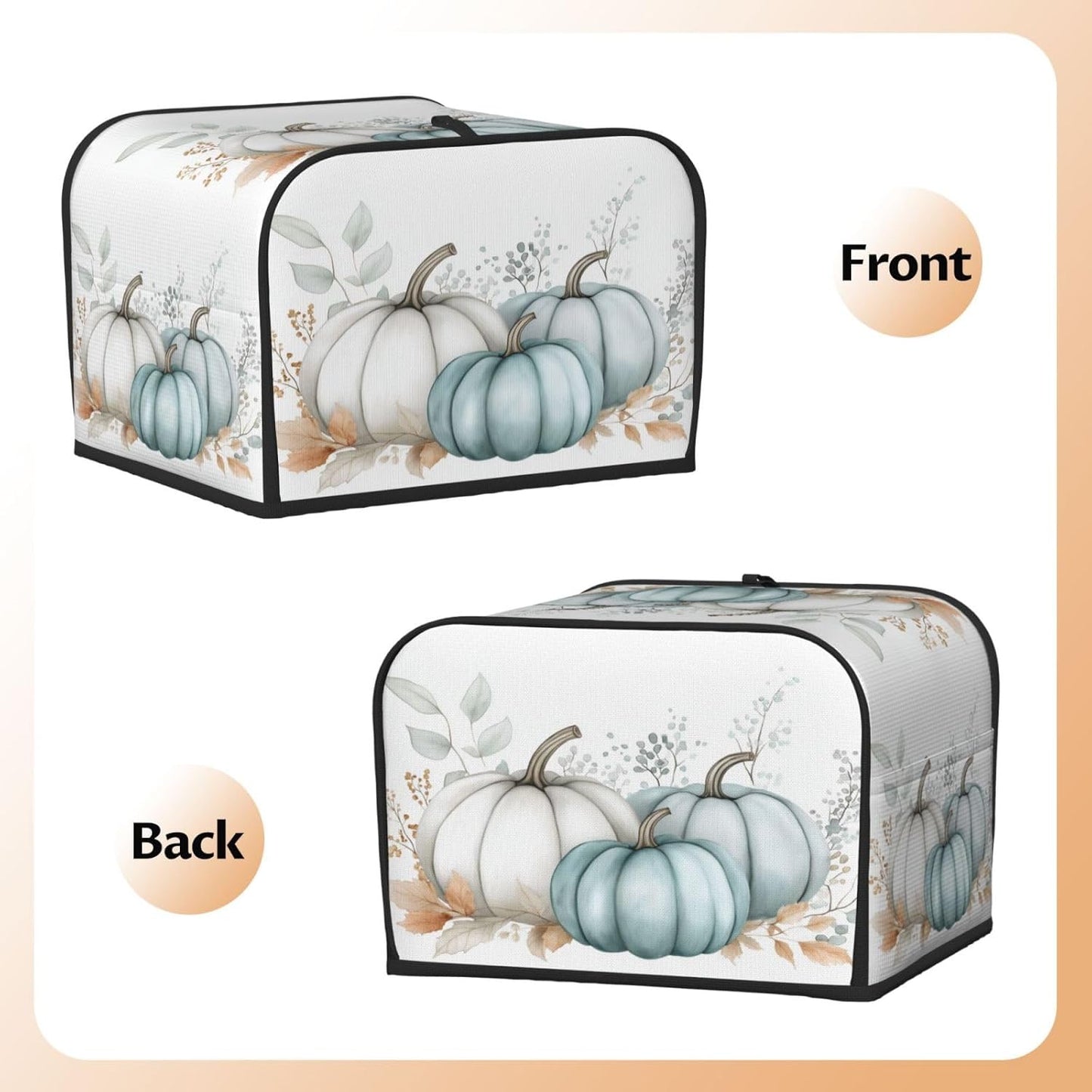 Toaster Cover 4 Slice Pastel Pumpkin Thanksgiving Leaf Kitchen Small Appliance Covers with Pockets Dust and Fingerprint Protection