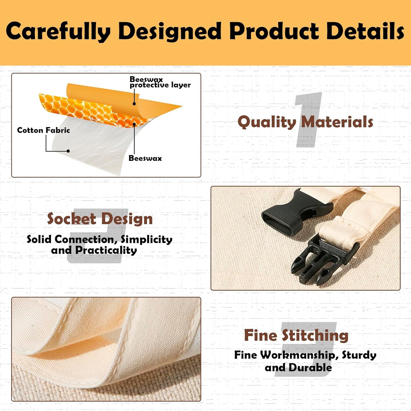 2 Pack Beeswax Bread Bags for Homemade Sourdough,Cotton Beeswax Bags for Bread Storage,Reusable Food Storage Bag For Keeping Fresh(White,13x17in)