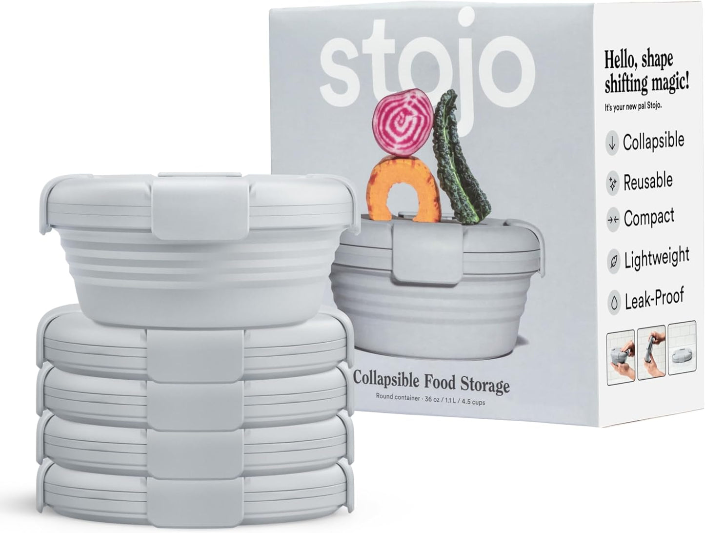 STOJO Collapsible Bowl 5 Set - Cashmere, 36oz - Reusable Silicone Bowl for Hot and Cold Food - Perfect for Travel, Meal Prep, To-Go Lunch, Camping & Hiking - Microwave & Dishwasher Safe