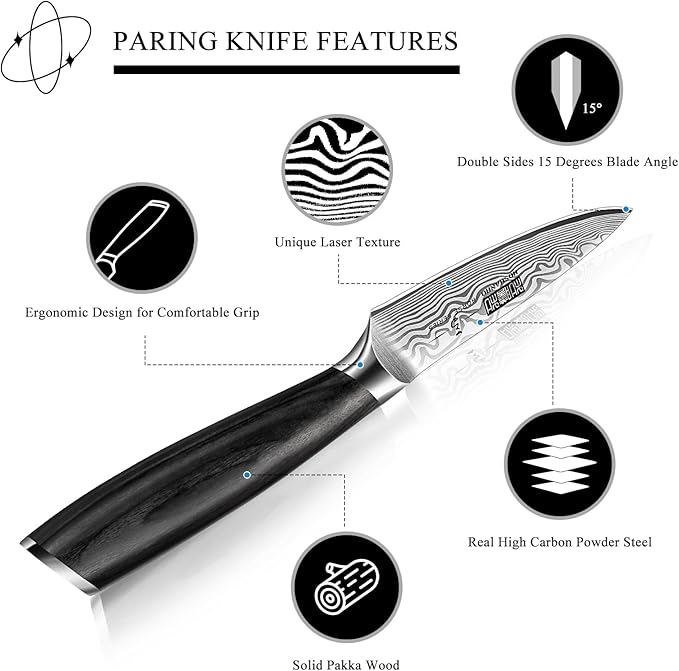 HOSHANHO Paring Knife 3.75 Inch, High Carbon Powder Steel Forged Small Kitchen Knives, Razor Sharp Japanese Fruit Knife with Ergonomic Pakkawood Handle