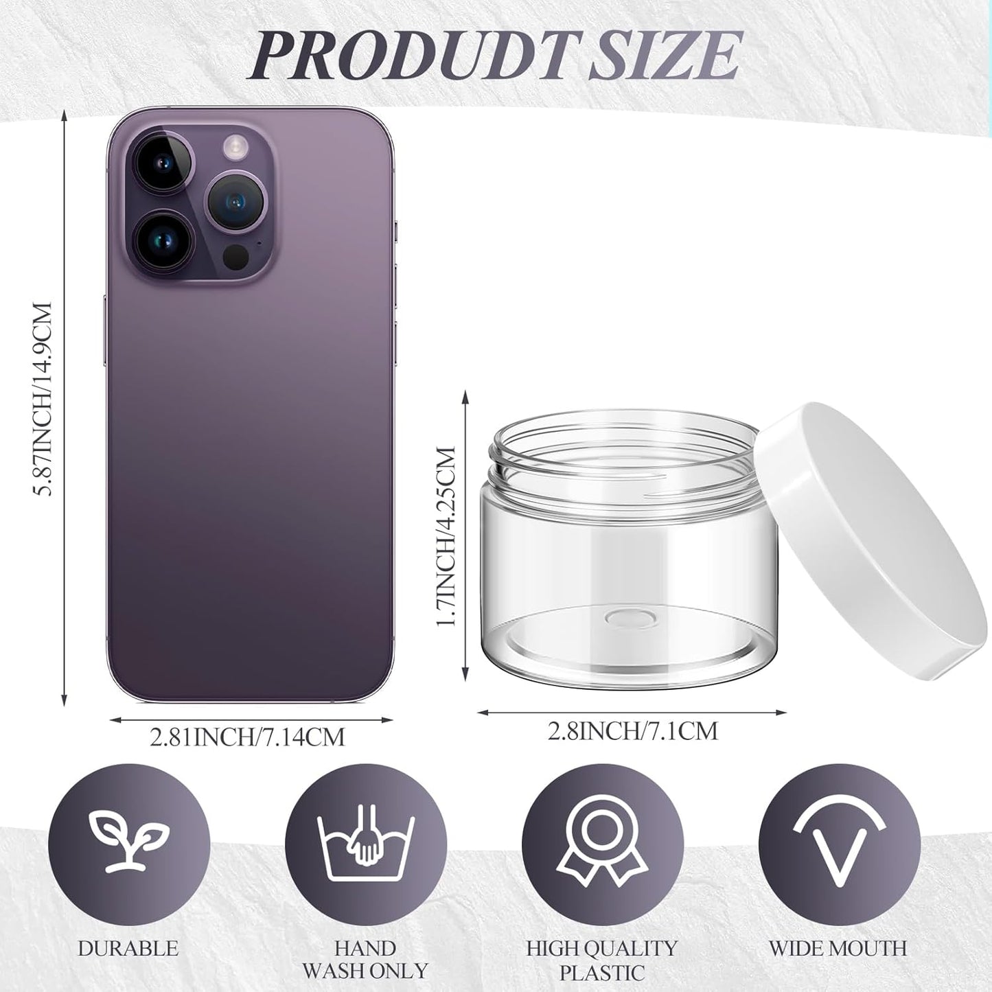 SATINIOR 6 Pack 3 oz Plastic Jars Containers with Lids Wide-mouth Refillable Leakproof Reusable Round Empty Jars for Travel Cosmetic Dry Food Spice Candy Cookie Home Kitchen Organizing(White)