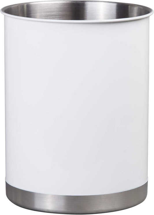 Creative Home Stainless Steel Utensil Holder– 6.3" Large Cooking Tool Organizer for Kitchen Decor and Countertop Storage, Stable Anti-Tip Design, Durable Powder-Coated Finish, White