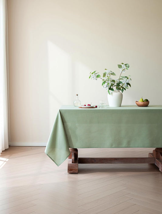 Sage Green Linen Table Cloths for Rectangle Tables Farmhouse Neutral Tablecloth Rectangular Kitchen Decoration Dining Table Cover Washable 60x144