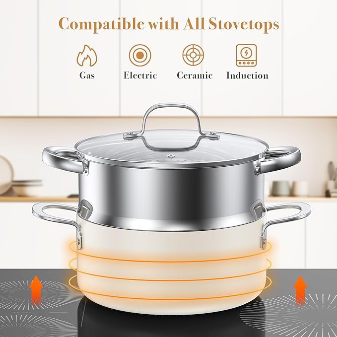 PekGema Ceramic Pots and Pans Set, 16 Pcs Cookware Set Non Toxic, Nonstick Kitchen Cookware, Oven Safe Cooking Pan Set, PFAS PTFE PFOA FREE, Cream White