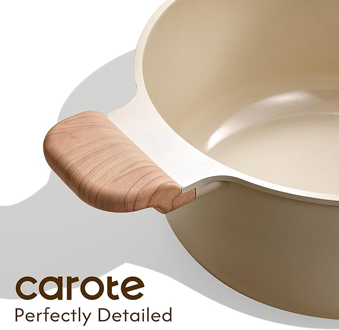CAROTE 5 Qt Nonstick Stock Pot with Lid Soup Pot, Ceramic 5 Quart Casserole with Lid, Easy to Clean Non Stick Cooking Pot Cookware PFOA Free, Ceramic Oatmeal