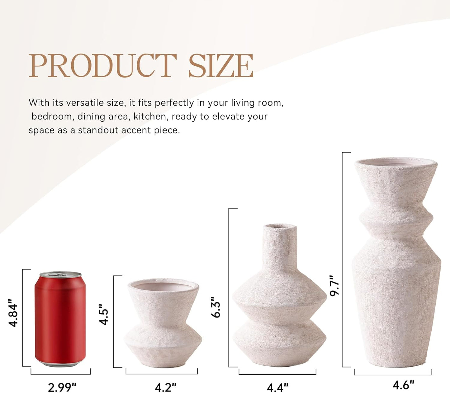 Ceramic Vase Home Table Decor - White Flower Vase Set of 3 Living Room Kitchen Decorations Farmhouse Modern Rustic Vases Decorative Centerpiece for Shelf Bedroom Office Bathroom Dining Coffee Desk