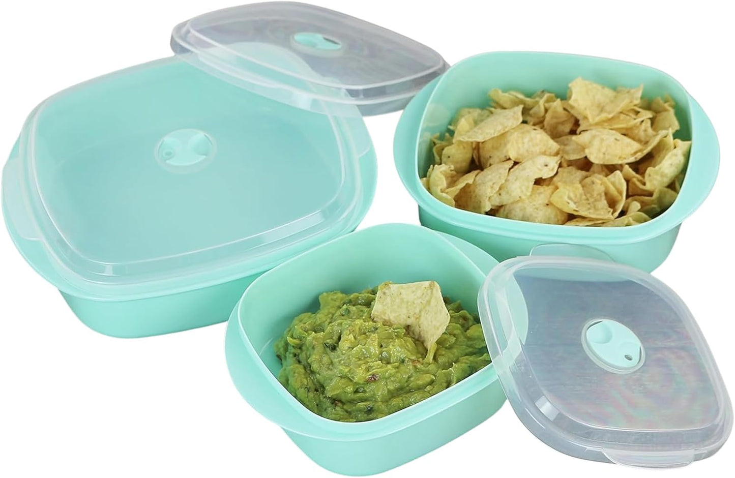 Reston Lloyd Nesting Microwave Containers, Set of 3, Adjustable Steam Vents, Airtight, Meal Prep, Durable BPA-Free Plastic- Freezer & Dishwasher Safe, Cookware & Food Storage, Anyday Cookware, Seafoam