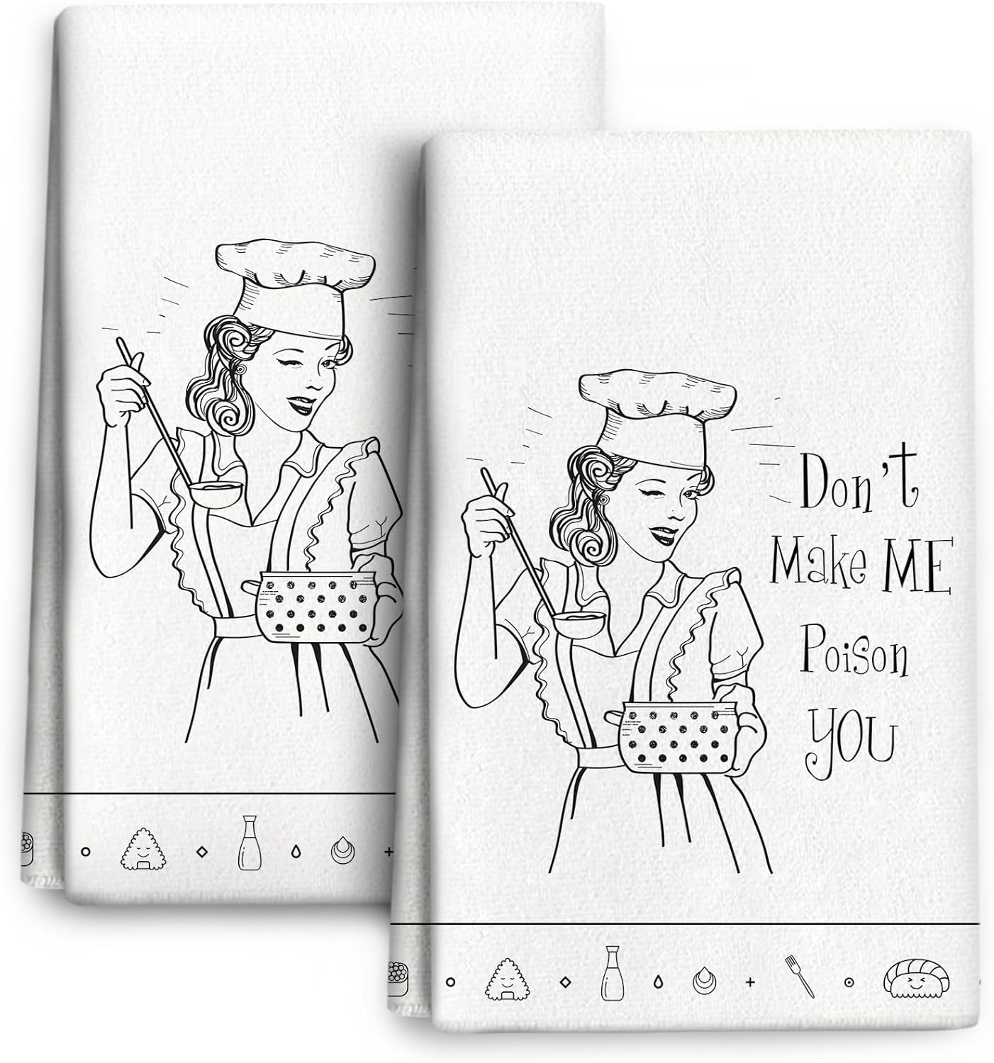 Cukemip Funny Kitchen Towels Decorative Set of 2,Soft Absorbent Cooking Gifts for Women Dish Towels for Kitchen Drying Baking Hand Towels Farmhouse Holiday Home Decorations Housewarming Gifts 16"x24"