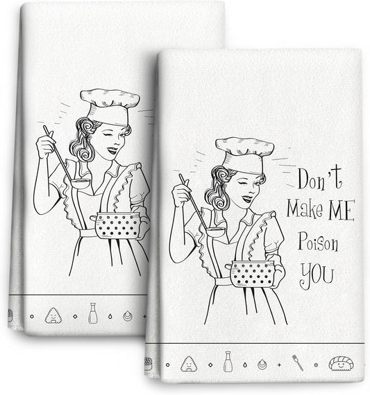 Cukemip Funny Kitchen Towels Decorative Set of 2,Soft Absorbent Cooking Gifts for Women Dish Towels for Kitchen Drying Baking Hand Towels Farmhouse Holiday Home Decorations Housewarming Gifts 16"x24"
