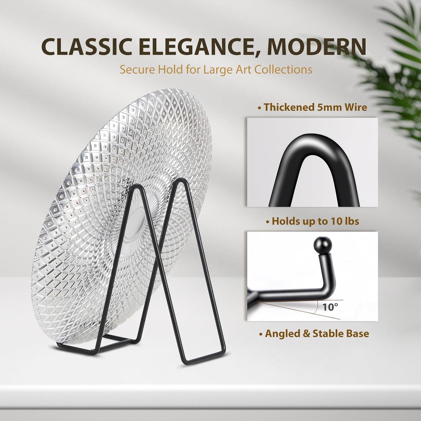 LIONWEI LIONWELI Plate Display Stand Easel Holders - 8" Tabletop Metal Stands for Decorative Plates, Picture Frames and Cookbooks - Black, 2-Pack