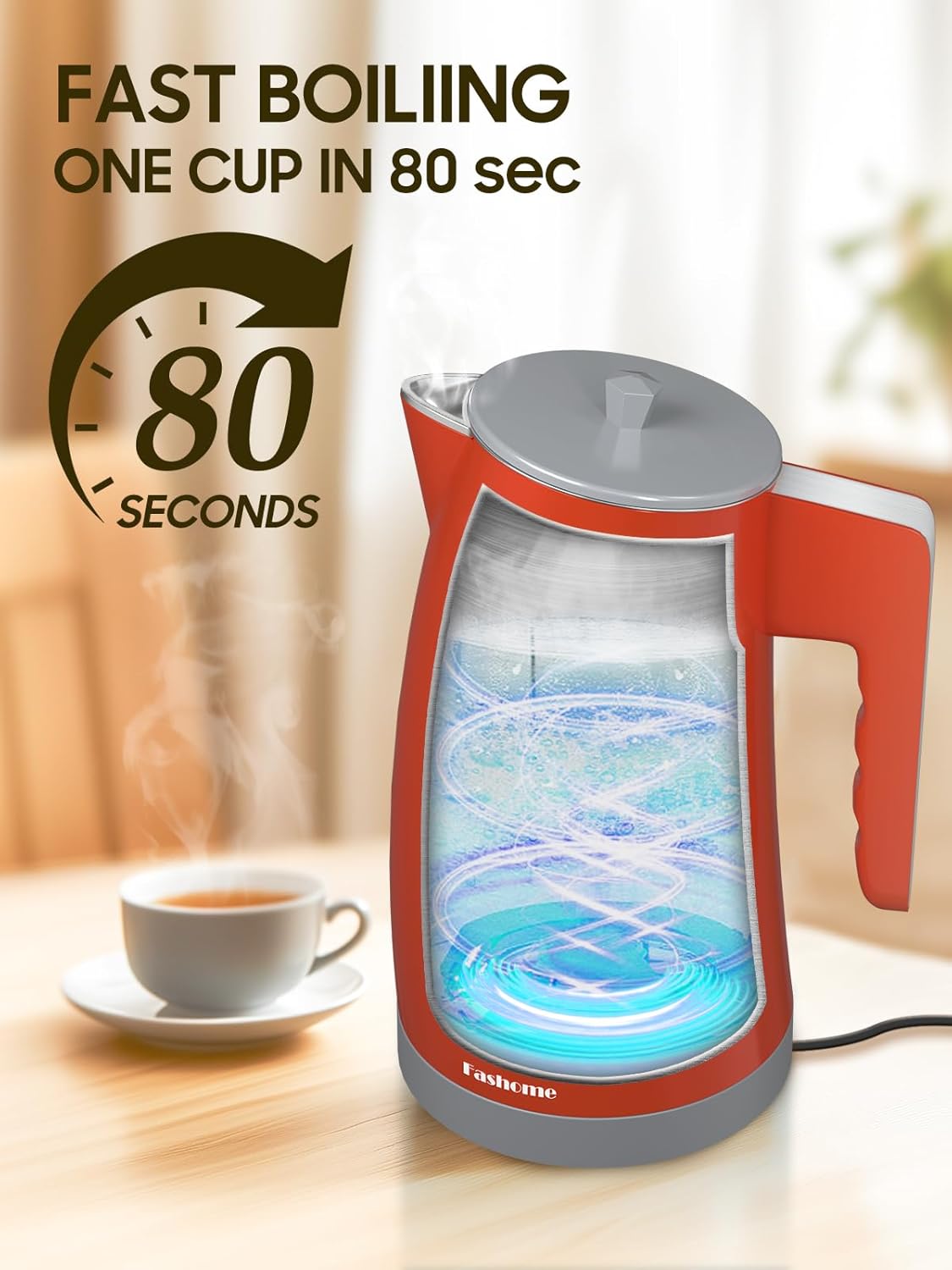 Electric Kettle with 5-Temperature Control,1.25L Cordless,Penguin Shape Design,1200W with Keep Warm and Auto Shut-Off,Perfect for Tea,Coffee & Themed Kitchen(Orange)