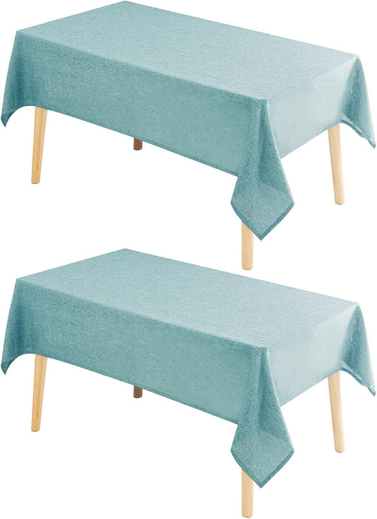 Hiasan 2 Pack Faux Linen Square Tablecloth - Wrinkle and Stain Resistant Washable Table Cloth for Kitchen Dining Room Holiday Table Cover for Party Dinner, Aqua, 30 x 30 Inch