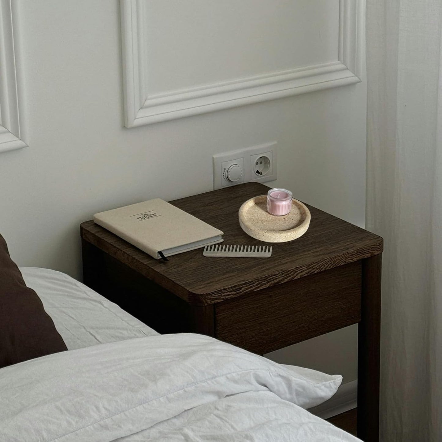 Natural Travertine Jewelry Ring Dish Tray for Women, 5.9 Inch Round Ring Dish, Marble Tray, Marble Bowl, Table Decor, Dresser Organizer for Nightstand, Bathroom, Kitchen