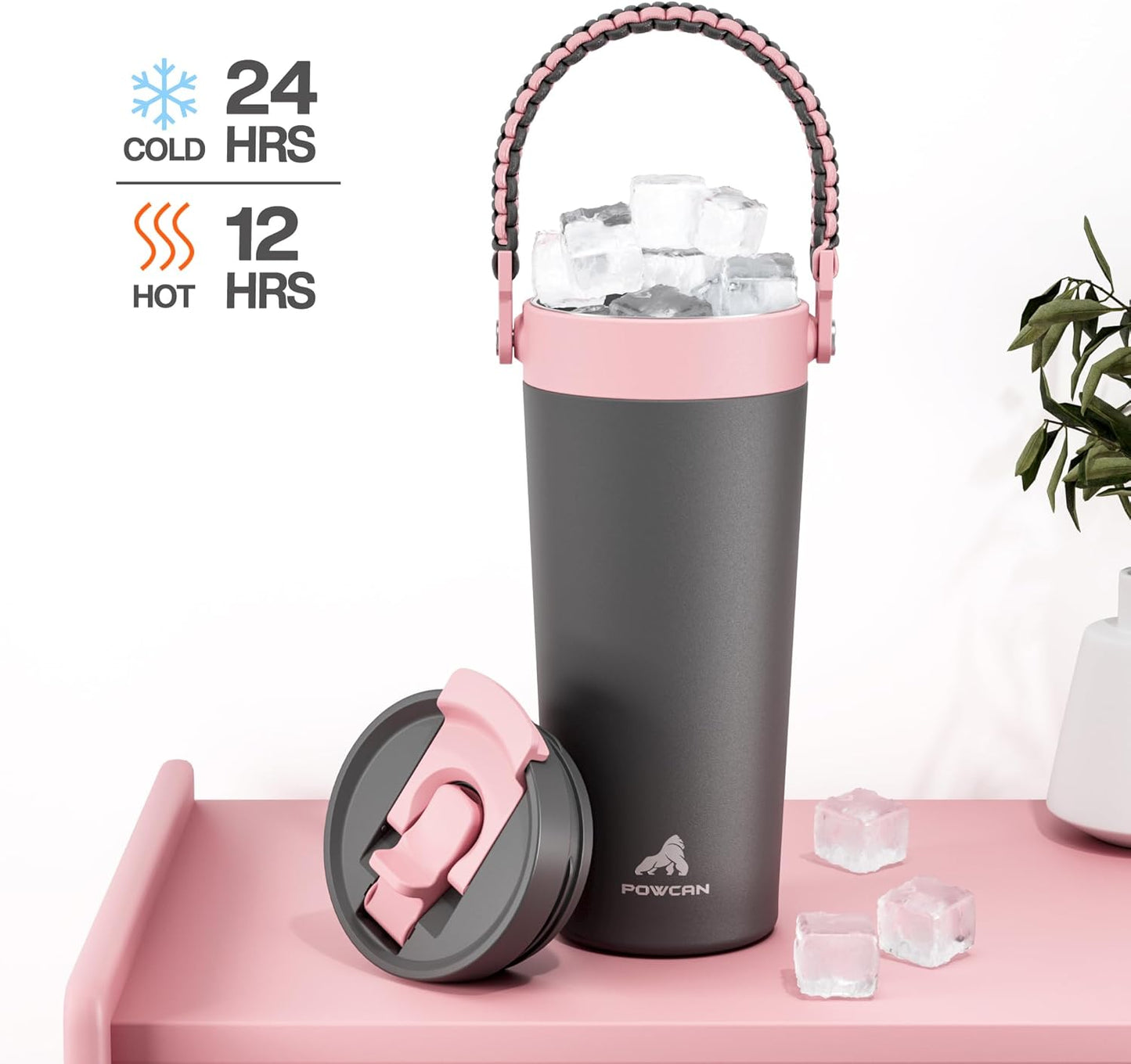 24 oz Insulated Coffee Mug for Work: 2-in-1 Straw Flip Lid, Keep Cold 24H, Fit in Car Cupholder, Leakproof, Stainless Steel Coffee Tumbler with Handle for Home, Travel, Outdoor and Gifts (Rebellion)