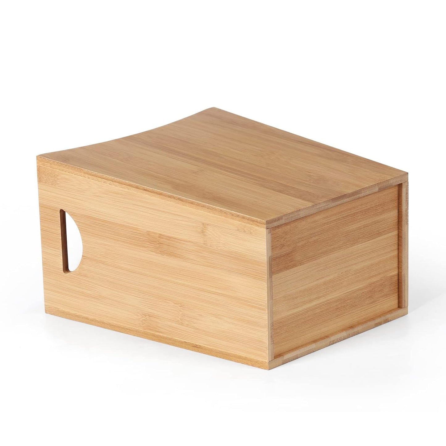 MOOACE Small Trash Can, Bamboo Bathroom Trash Can, Office Waste Basket, Rectangular Garbage Can with Handle, Decorative Natural Trash Recycling Bin for Bedroom Living Room Kitchen 2 Gallon