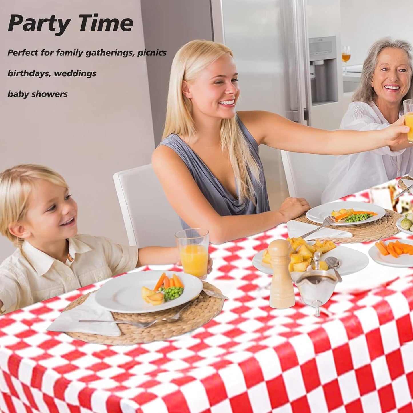 FUNTOOB Red and White Checkered Tablecloth 4 Pack Plaid Tablecloth Race Car Table Cloth for Race Car Birthday Party Decorations Racing Birthday Party Supplies, 54" X 72"