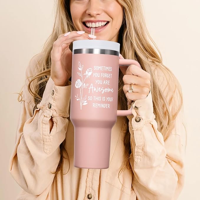 Birthday Gifts for Women Friendship, 40 OZ Tumbler Christmas Inspirational Gift for Women Unique Thank You Gifts for Mom Friend Sister Employee Coworker Teacher Nurse Awesome Gift, Insulated Cup