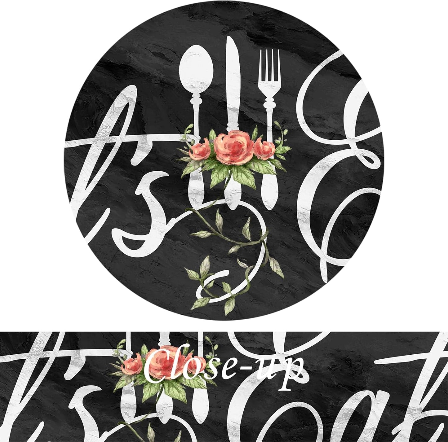 KREATIVE ARTS Farmhouse Kitchen Wall Art - Let's Eat Sign Poster - Black Marble Canvas Prints - Ready to Hang 12x36'' Painting for Dining Room and Kitchen Decor