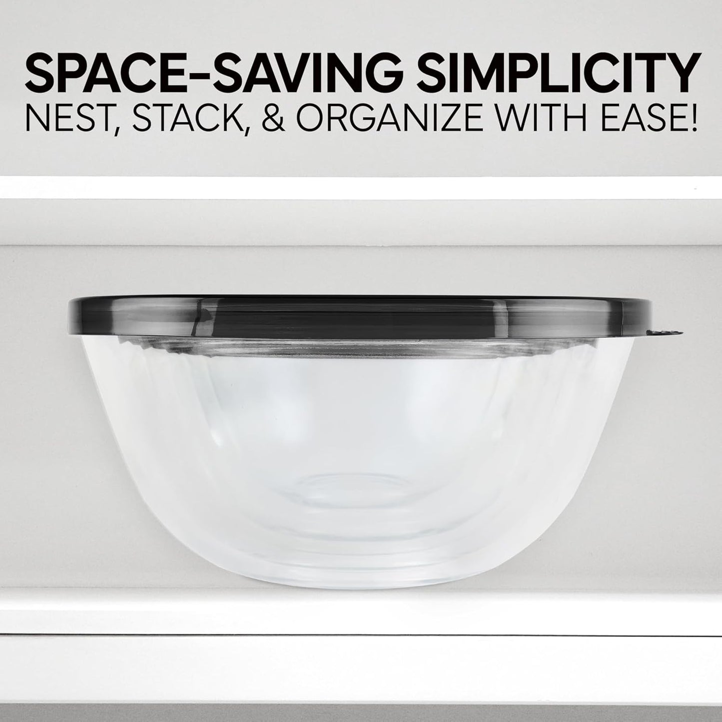 COOK WITH COLOR 12 Pc Glass Mixing Bowl Set with Lids – Borosilicate Glass Nesting Bowls for Cooking, Baking and Meal Prep, Black