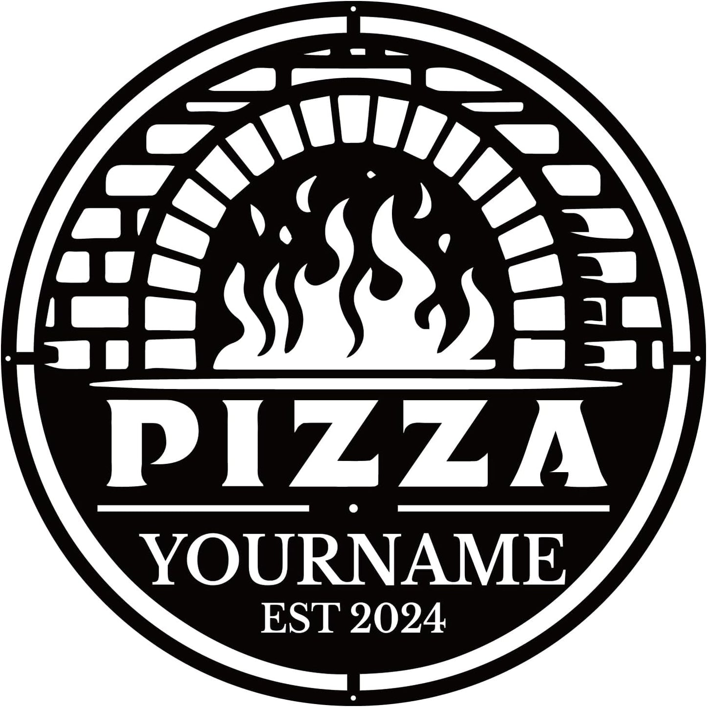 magilab Personalized Pizza Metal Sign, Custom Kitchen Wall Decor for Home & Outdoor, Food Lover Gift (Style D)