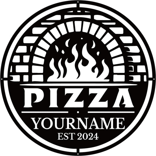 magilab Personalized Pizza Metal Sign, Custom Kitchen Wall Decor for Home & Outdoor, Food Lover Gift (Style D)